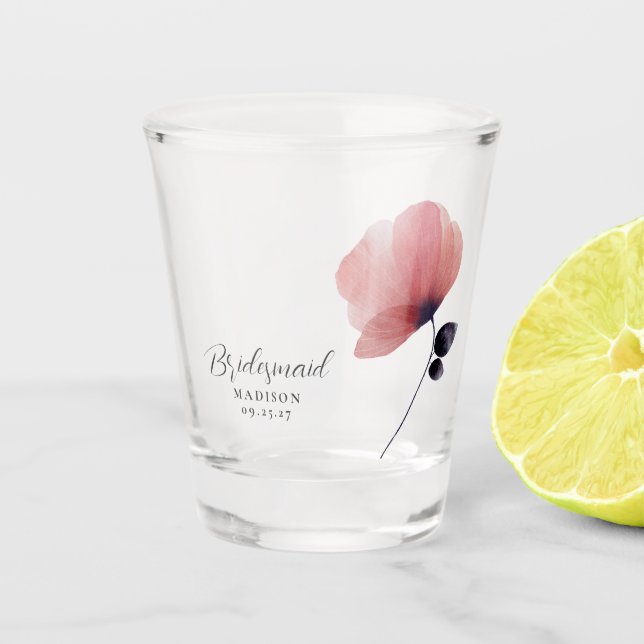 Bridesmaid Wasserfarbe Pinsel Personalisiert Schnapsglas (Vorderseite)