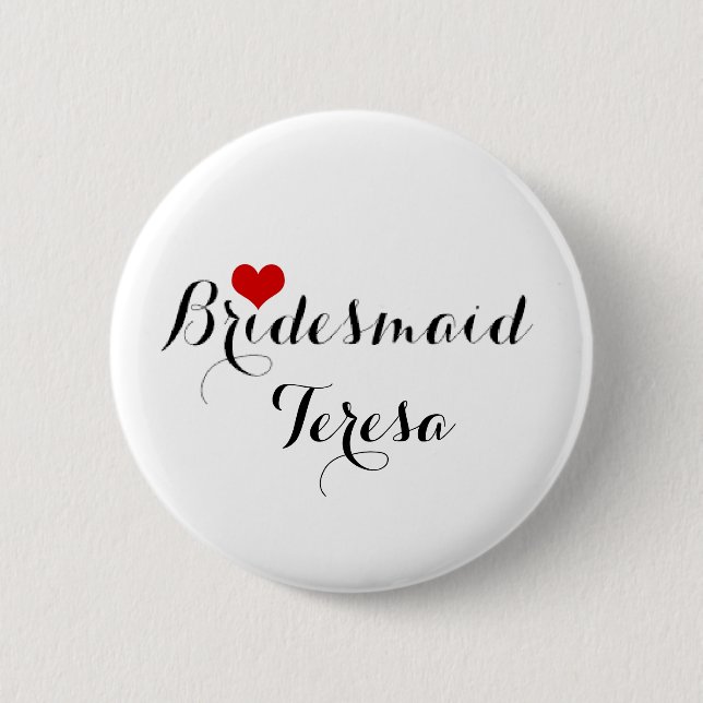 Bridesmaid Wedding Bachelorette Party Pin Button (Vorderseite)
