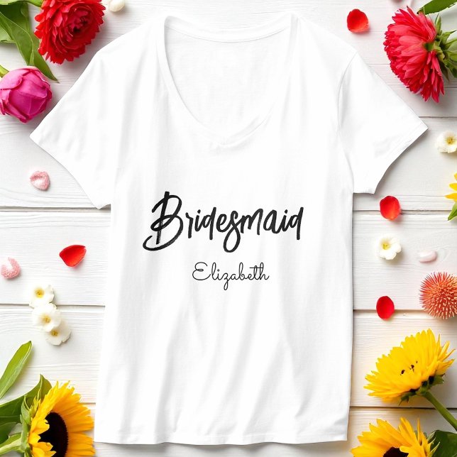 Bridesmaid Wedding Brautparty Schwarz-weiß T-Shirt (Von Creator hochgeladen)