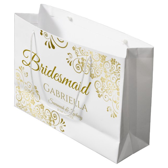 Bridesmaid Wedding Gift Bag - Große Geschenktüte (Vorderseite Schrägansicht)