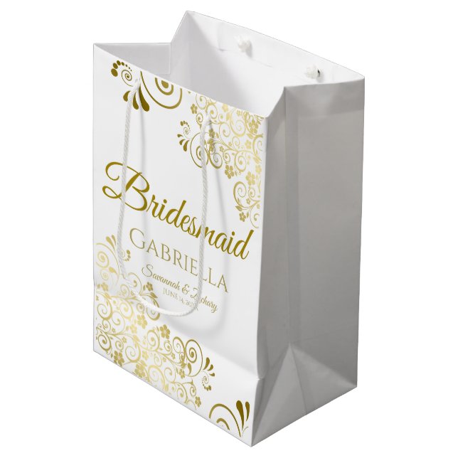 Bridesmaid Wedding Gift Bag - Mittel Mittlere Geschenktüte (Vorderseite Schrägansicht)