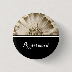 Bridesmaid Wedding Gold Daisy Button