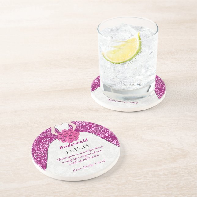 Bridesmaid Wedding Gown Untersetzer (Seite)