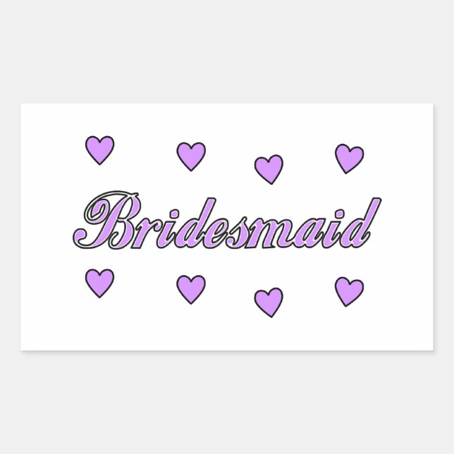 Bridesmaid Wedding Hearts Rechteckiger Aufkleber (Vorderseite)