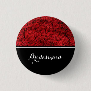 Bridesmaid Wedding Rote Rosen Button
