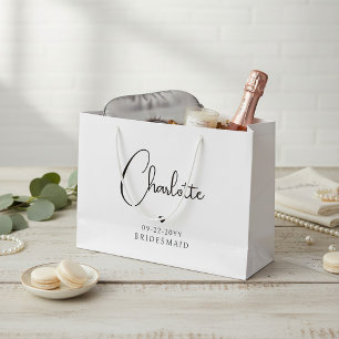 Bridesmaid Wedding Simple Modern Script Name Große Geschenktüte