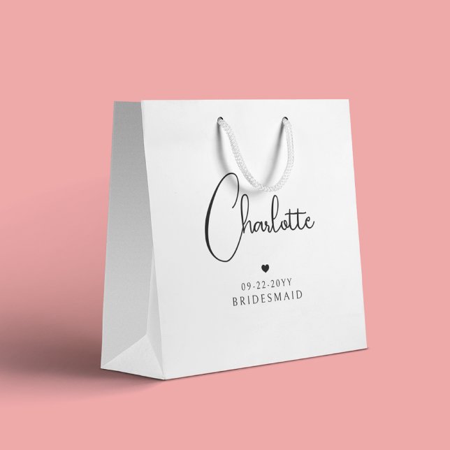 Bridesmaid Wedding Simple Modern Script Name Große Geschenktüte (Von Creator hochgeladen)