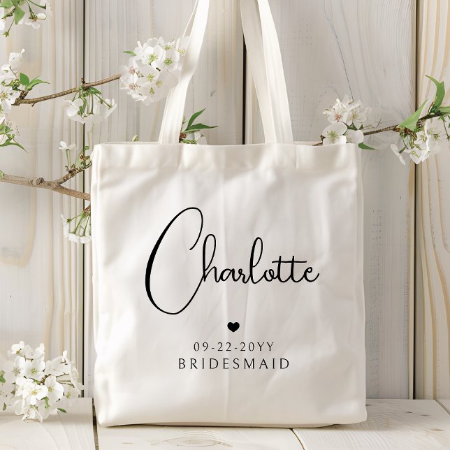 Bridesmaid Wedding Simple Modern Script Name Tragetasche (Von Creator hochgeladen)
