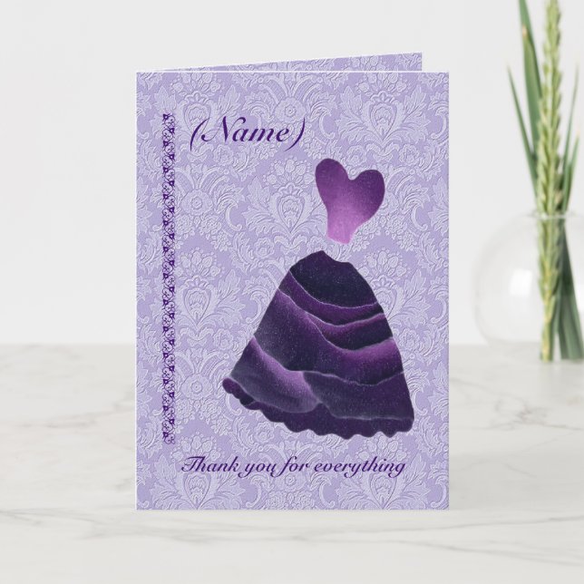 BRIDESMAID Wedding Vielen Dank - LILA Gown S341 Dankeskarte (Vorderseite)