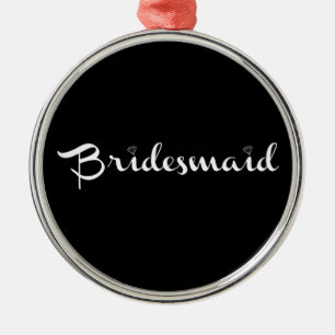 Bridesmaid White auf Black Silbernes Ornament