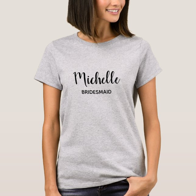 Bridesmaid White Gray - Modernes Minimalistisches  T-Shirt (Vorderseite)