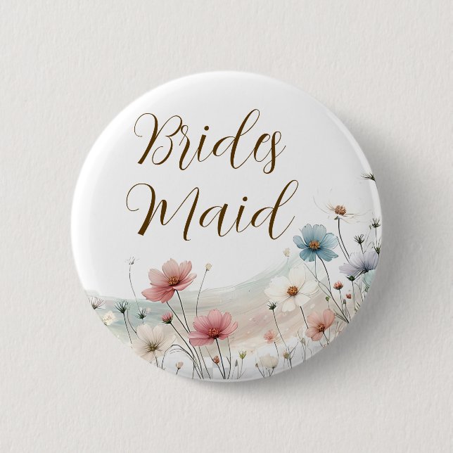 Bridesmaid | Wildblume Brautparty Button (Vorderseite)