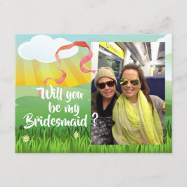 Bridesmaid wird mein modernes rustikales Festival Einladungspostkarte