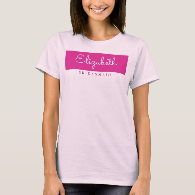 Bridesmaid Womens Modern Pale Pink Bachelorette T-Shirt (Vorderseite)