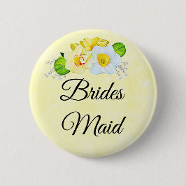 Bridesmaid Yellow Floral Button