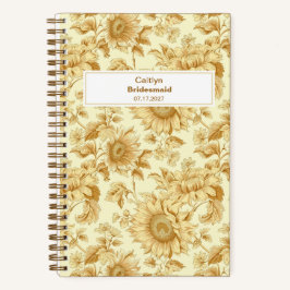 Bridesmaid Yellow Sunflower Floral Pattern Notizbuch