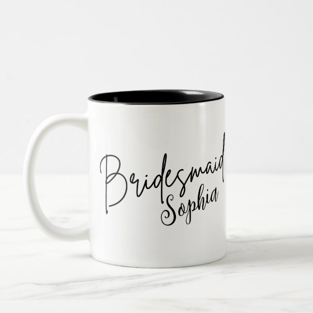 Bridesmaids Geschenke | Benutzerdefinierte schwarz Zweifarbige Tasse (Links)