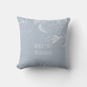 BRIDESMAIDS GIFTS Dusty Blue White Magnolias Kissen