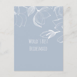 BRIDESMAIDS GIFTS Dusty Blue White Magnolias Postkarte