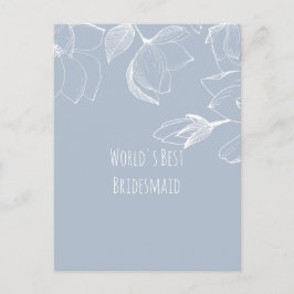 BRIDESMAIDS GIFTS Dusty Blue White Magnolias Postkarte