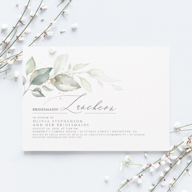 Bridesmaids Luncheon Dreamy Greenery Brautparty Einladung (Von Creator hochgeladen)