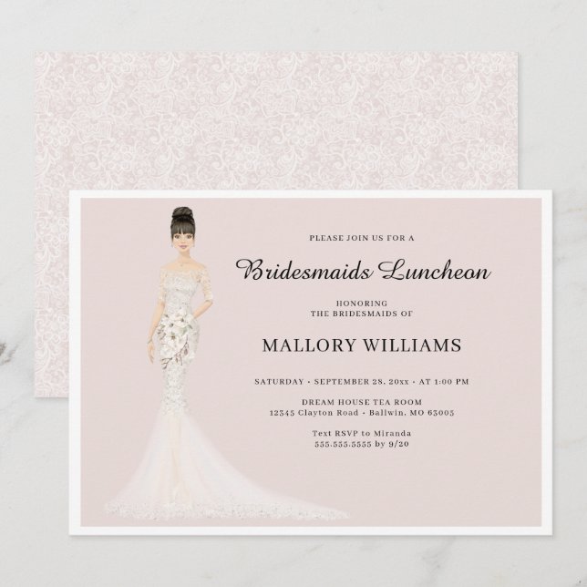 Bridesmaids Luncheon Fashion Bride Einladung (Vorne/Hinten)