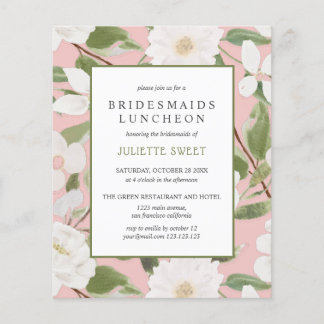 Bridesmaids Luncheon | Rosa Blätter mit weißen Blu
