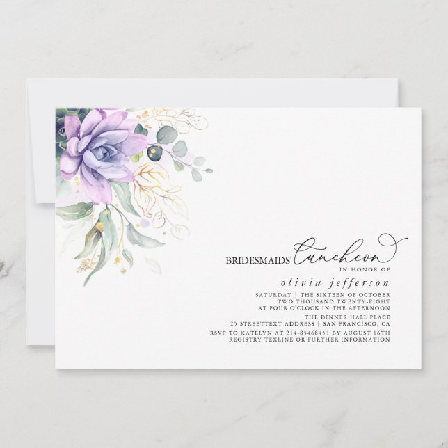 Bridesmaids Luncheon Succulents Brautparty Invi Einladung (Vorderseite)