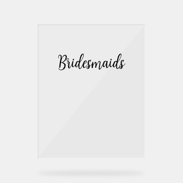 Bridesmaids Simple Wedding Black Typografy Text Acrylschild (Vorderseite)