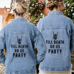 Bridesmaier bis zum Tod tun uns Party Brautparty Jeansjacke<br><div class="desc">Bis zum Tod bringen wir die Denim-Jacke für die Brautjacke und die Braut für ein Brautparty in Party. Passend zum gotischen Party mit einem Skelett in Schwarz. Der Preis ist für eine (1) Jacke.</div>