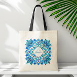 Bridesmaiergeschenke aqua blue talavera mit Monogr Tragetasche<br><div class="desc">Bridesmaiergeschenke aqua blue talavera mit Monogramm personalisierte Namen Tote Taschengeschenke für sie</div>