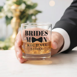 BRIDESMAN-Krawatte-Bogen-Hochzeit personalisiert Whiskyglas