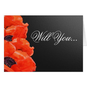 Bridesman Orange Poppy Custom Wedding Party Cards
