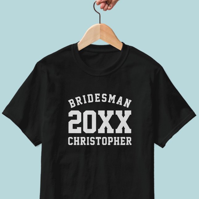 Bridesman Wedding Year Sporty Brautparty T - Shirt (Add your wedding year and name to this Bridesman T-Shirt. Works for any member of your bridal party)