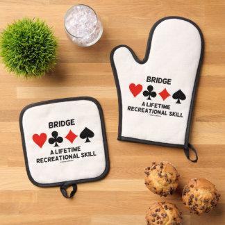 Bridge A Lifetime Recreational Skill 4 Card Anzug Ofenhandschuh & Topflappen-Set