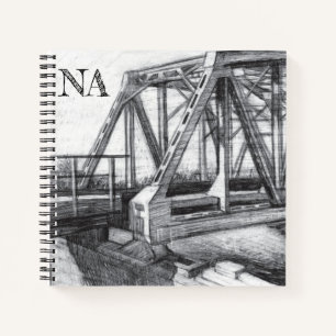 Bridge alter pencilart Monochrome Notizbuch