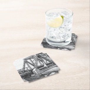 Bridge alter pencilart Monochrome Untersetzer