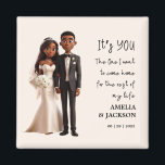 Bridge and Groom Illustration mit Liebe Zitat Magnet<br><div class="desc">Bride and Groom Illustration mit Liebe Zitaten Gastgeschenke Hochzeiten Magnet Elevieren Sie Ihre Hochzeit mit unseren "Bride and Groom Illustration Gastgeschenke Hochzeiten mit Liebe Zitate Magnet." Liebe Zitate geschrieben "Es ist IHR, der ich gewollt habe, Zuhause für die Erholung meines Lebens zu kommen" Personalisieren Sie diese charmanten Magnete mit Ihren...</div>