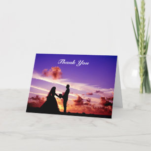 Bridge and Groom in Sunset Greeting Card Karte
