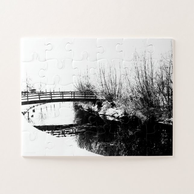 Bridge and Stream Winter Scene 11x14 30pc jpcna Puzzle (Horizontal)
