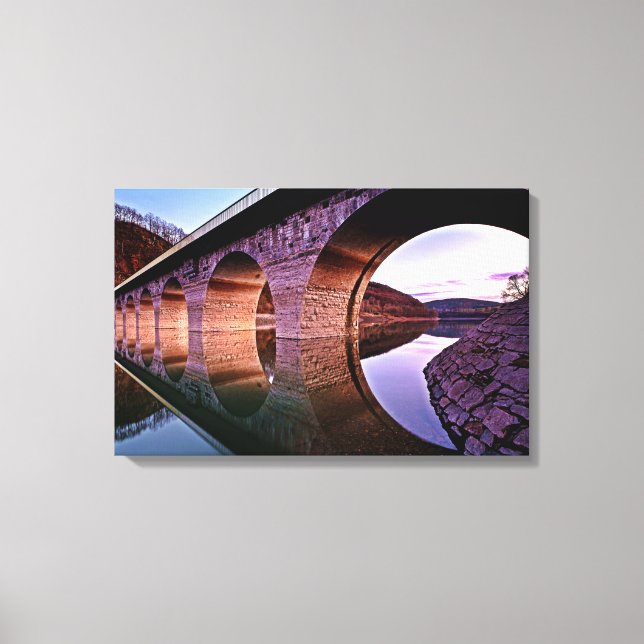 Bridge Arches Sunset Stretched Canvas Print Leinwanddruck (Vorderseite)