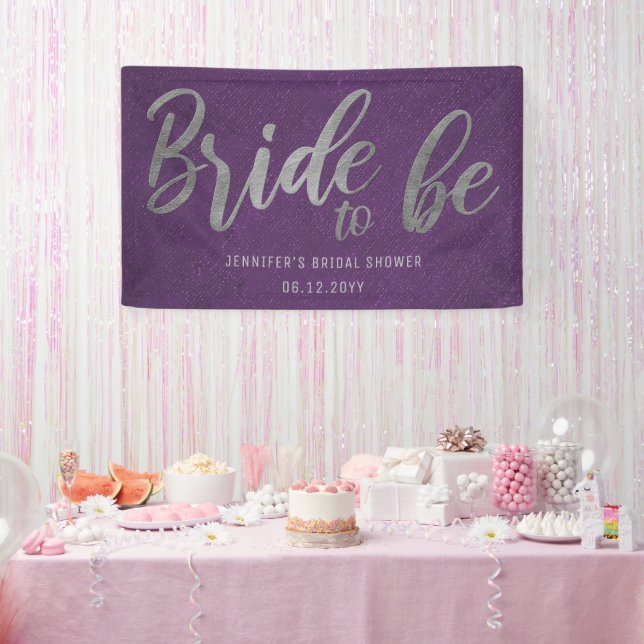 Bridge Be Silver Calligraphy Lila Brautparty Banner (Party)