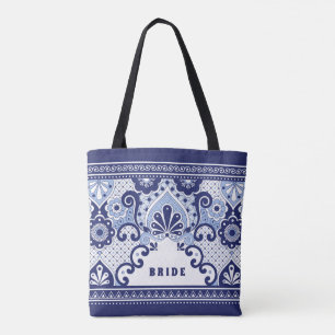 Bridge Blue & White Mexican Talavera Tile Tote Bag