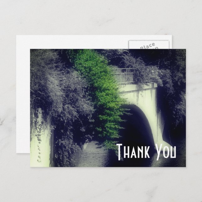 Bridge Blume Schwarz-Weiß Vielen Dank Postkarte (Vorne/Hinten)