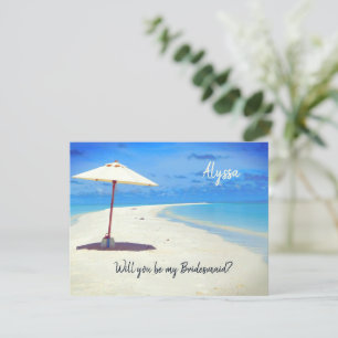 Bridge Fragend Bridesmaid Beach Umbrella Note Card Einladung