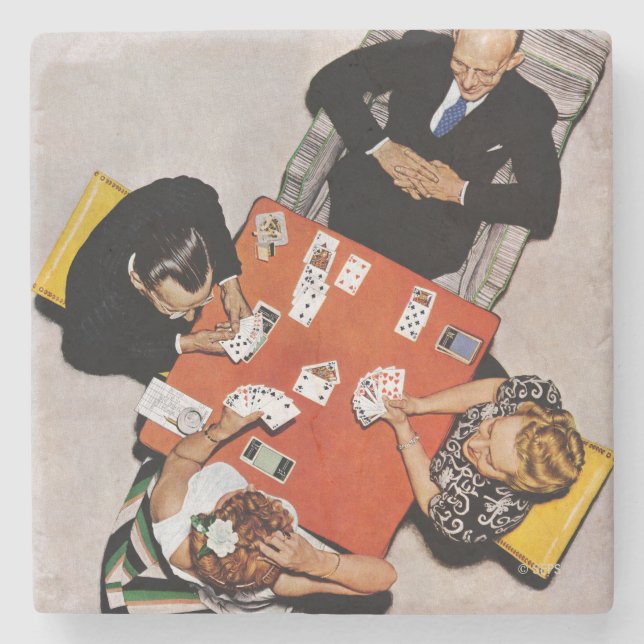 Bridge Game von Norman Rockwell Steinuntersetzer (Vorderseite)