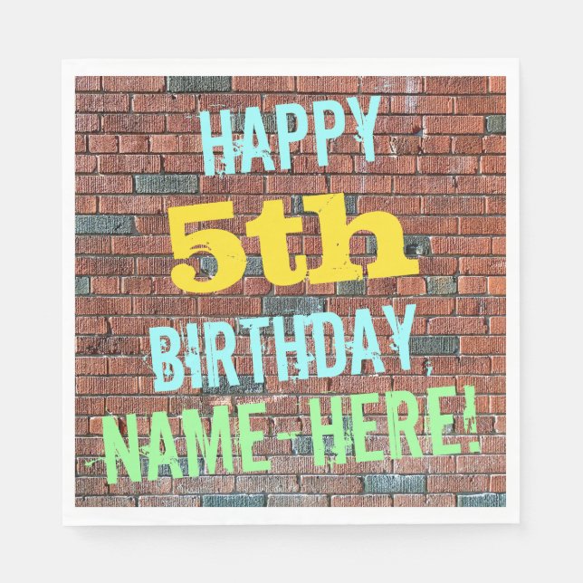 Bridge Graffiti Inspiriert 5. Geburtstag + Name Serviette (Vorderseite)