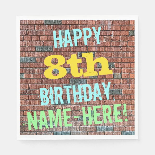 Bridge Graffiti Inspiriert 8. Geburtstag + Name Serviette (Vorderseite)