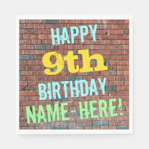 Bridge Graffiti Inspiriert 9. Geburtstag + Name Serviette