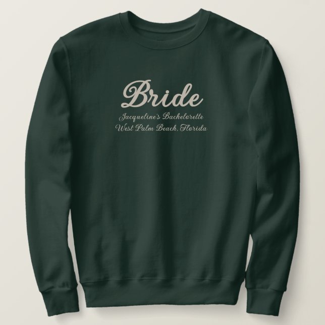 Bridge Green und Beige Junggeselinnen-Abschied Mat Sweatshirt (Design vorne)